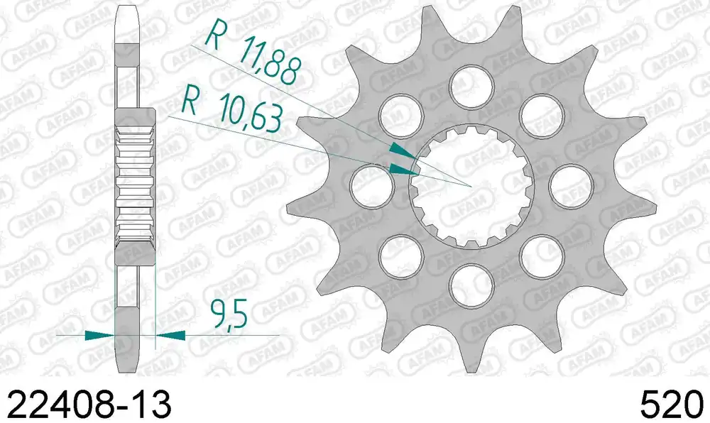 Professionale Suzuki rm z 450 450 pignone afam 22408-13 passo 520 2015 2020