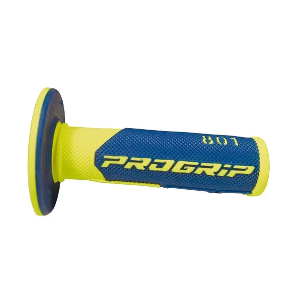 Promo Stagionale Manopole cross progrip 801 dual density giallo fluo blu ø mm 22-25 lungo mm 115