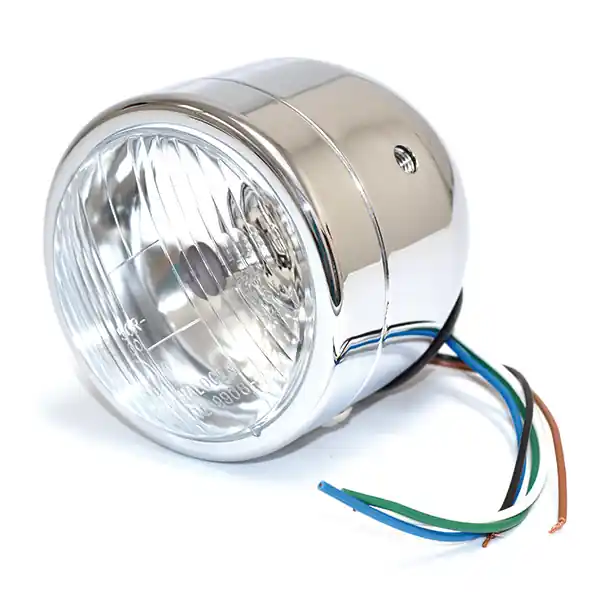 Faro fanale luce anteriore tondo 108 cromato lampada h4 Esclusivo