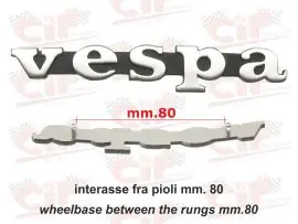 TARGHETTA "VESPA" PER SCUDO ANTERIORE VESPA (INTERASSE FRA PIOLI mm. 80) - CIF - 5750 Affare