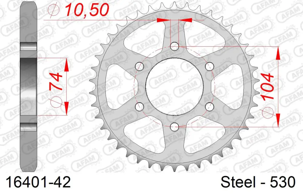 Consegna Rapida Corona AFAM 16401-42 in acciaio passo 530 KAWASAKI H1 500 1973